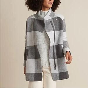 Marine Layer Stephanie Cocoon Jacket Gray Plaid XS